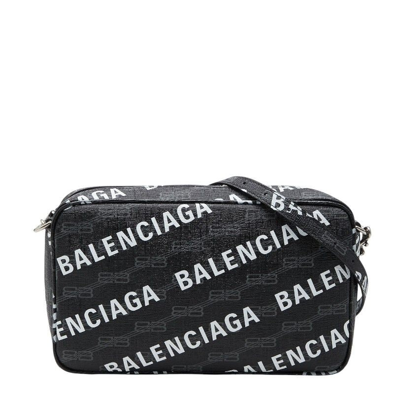 Balenciaga BB Monogram Signature Shoulder Bag Black