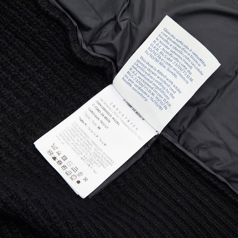 Moncler Cardigan Tricot Down Jacket Zip Hoodie M Black Gray Polyester Wool — view 7