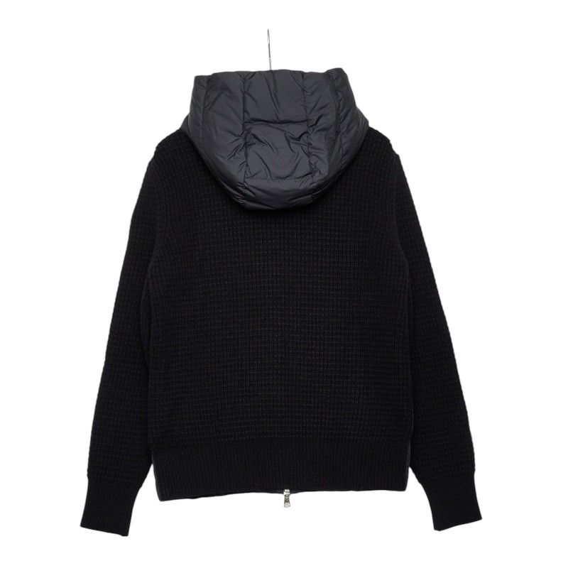 Moncler Cardigan Tricot Down Jacket Zip Hoodie M Black Gray Polyester Wool — view 2