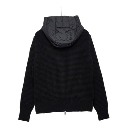 Moncler Cardigan Tricot Down Jacket Zip Hoodie M Black Gray Polyester Wool — view 2