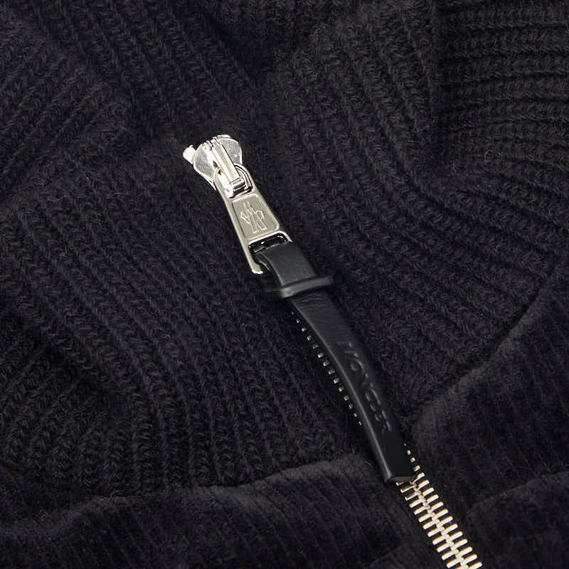 Moncler Tricot Cardigan Corduroy Knit Jacket L Black Cotton Polyester Polyuretha — view 3