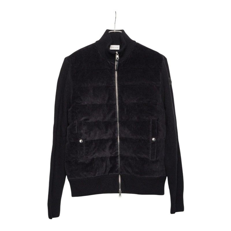 Moncler Tricot Cardigan Corduroy Knit Jacket L Black Cotton Polyester Polyuretha