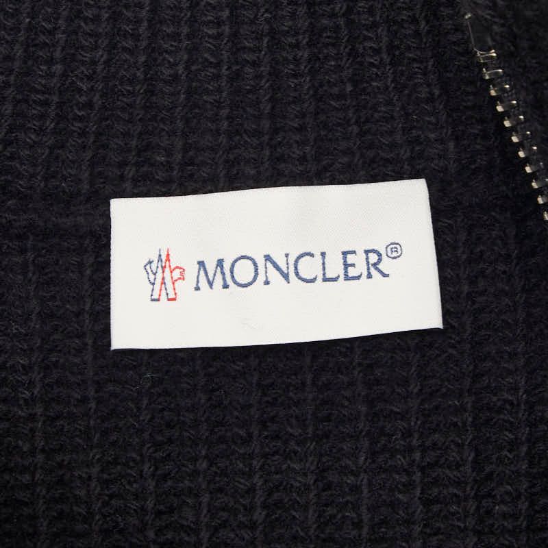 Moncler Tricot Cardigan Corduroy Knit Jacket L Black Cotton Polyester Polyuretha — view 5
