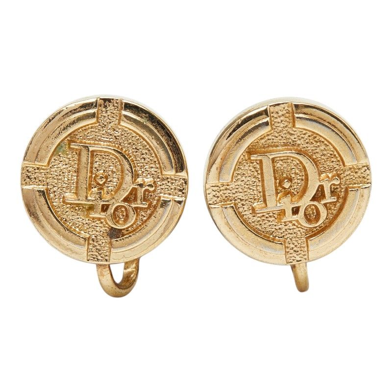Dior Vintage Logo Earrings Gold Plated — view 2