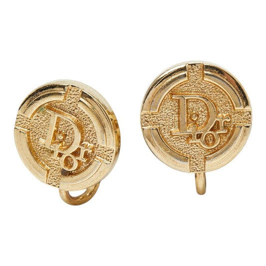 Dior Vintage Logo Earrings Gold Plated