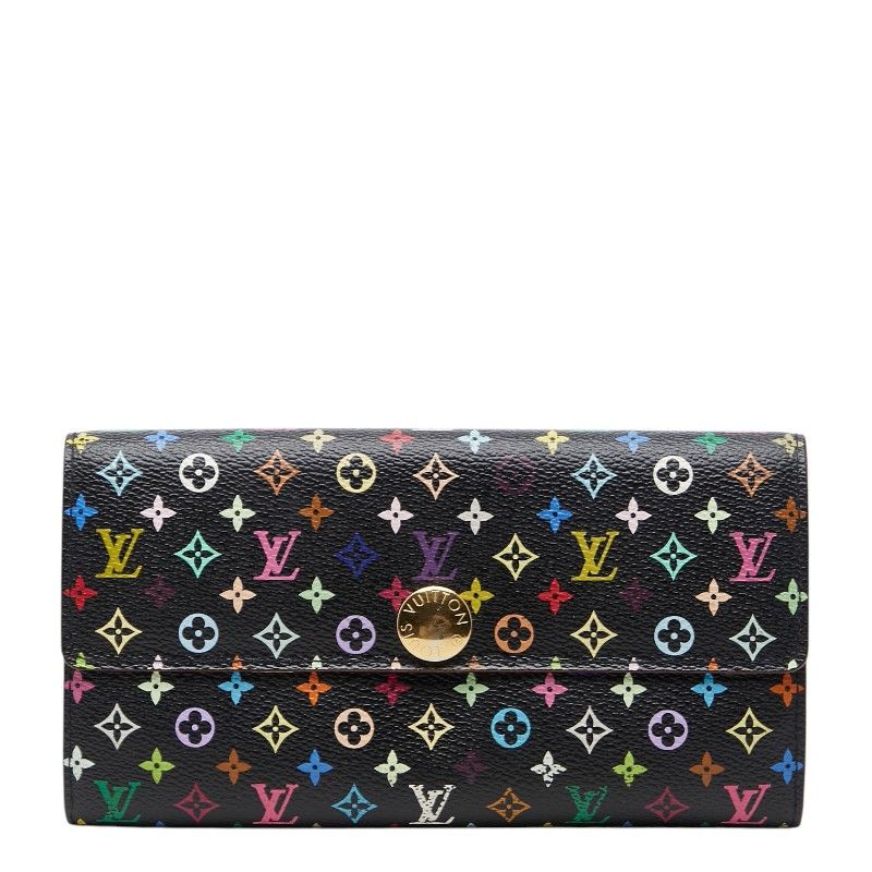 Louis Vuitton Monogram Portefeuille Sarah Wallet Noir Multicolor Leather