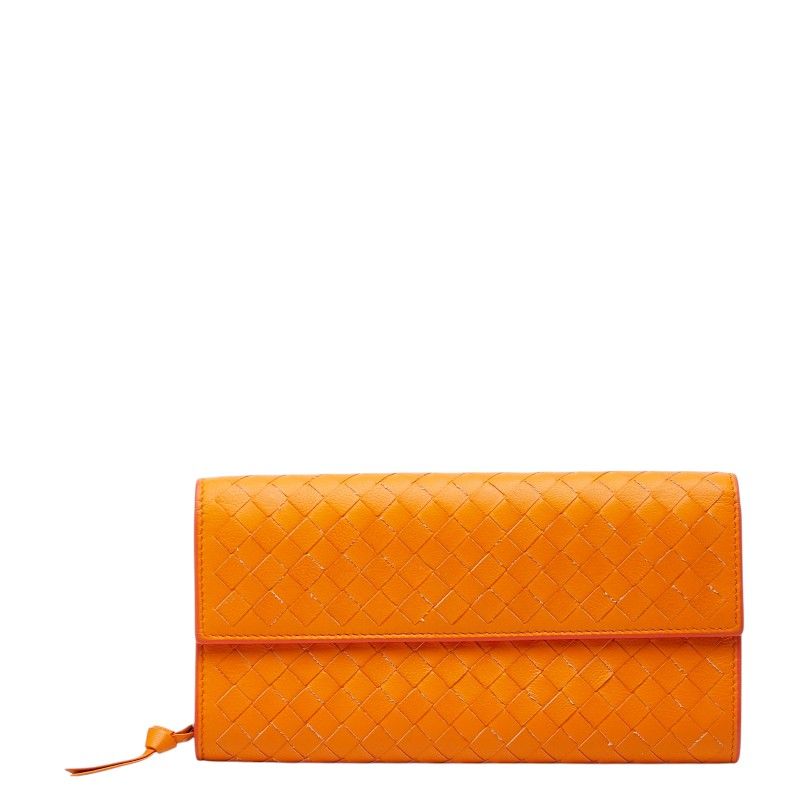 Bottega Veneta Intrecciato Wallet Orange Leather