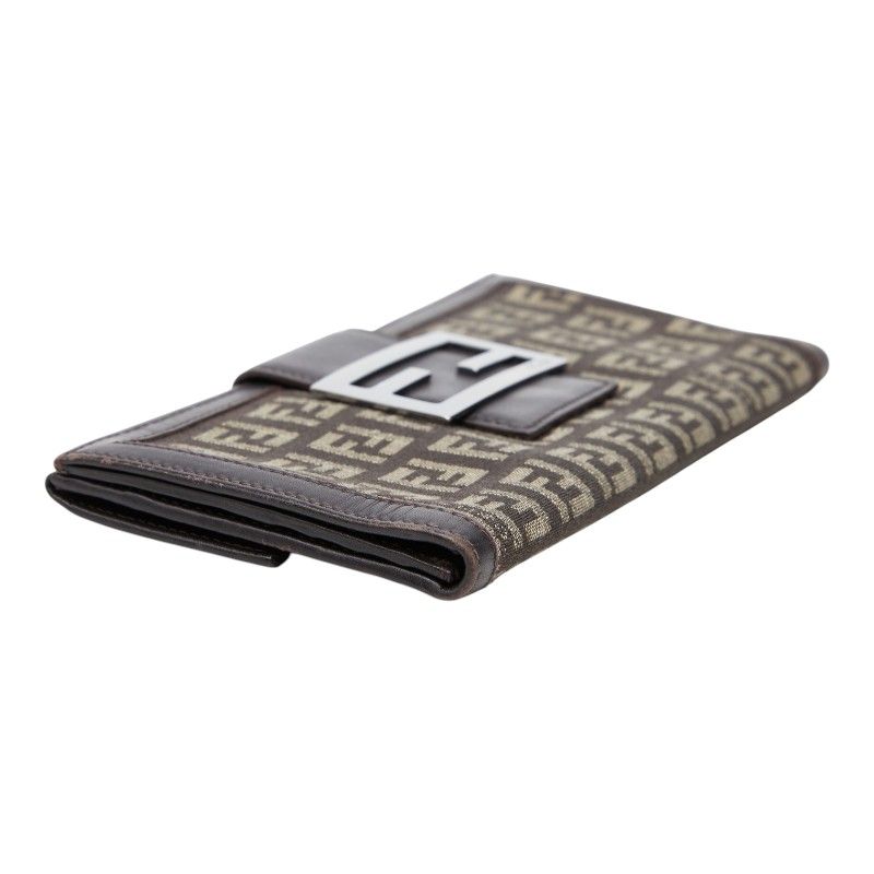Fendi Zucchino Wallet Brown Canvas Leather — view 5