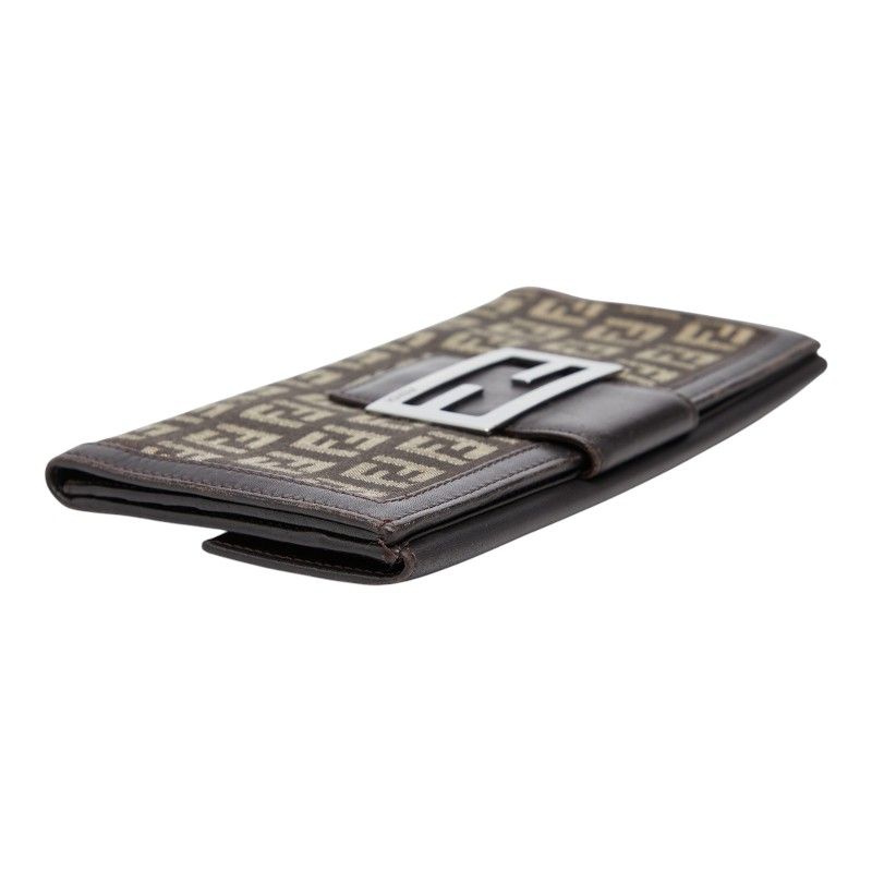 Fendi Zucchino Wallet Brown Canvas Leather — view 7