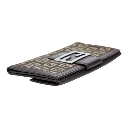 Fendi Zucchino Wallet Brown Canvas Leather — view 7