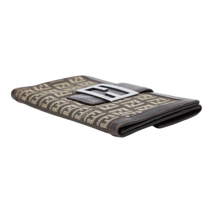 Fendi Zucchino Wallet Brown Canvas Leather — view 4
