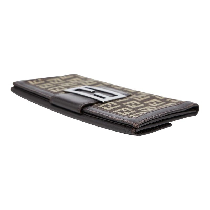 Fendi Zucchino Wallet Brown Canvas Leather — view 6