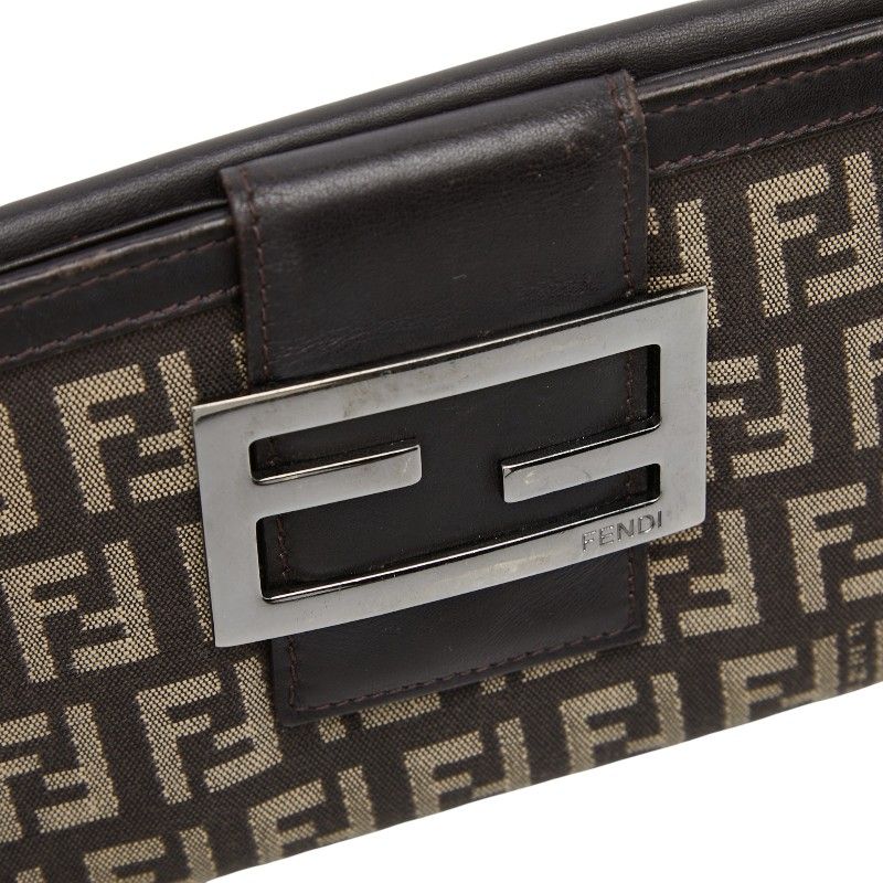 Fendi Zucchino Wallet Brown Canvas Leather — view 8