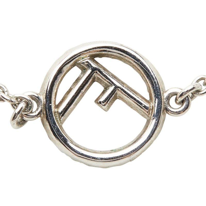 Fendi F's Logo Chain Necklace Silver Metal Cubic Zirconia — view 4