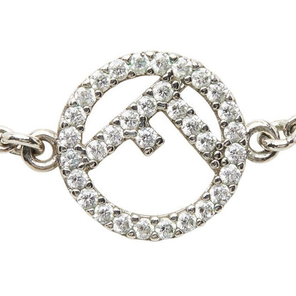 Fendi F's Logo Chain Necklace Silver Metal Cubic Zirconia — view 3