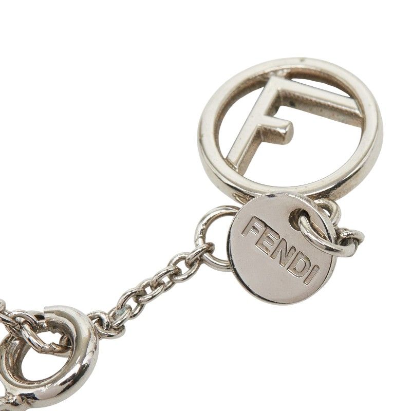 Fendi F's Logo Chain Necklace Silver Metal Cubic Zirconia — view 6