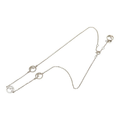 Fendi F's Logo Chain Necklace Silver Metal Cubic Zirconia — view 2