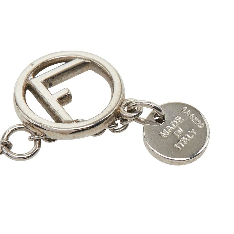 Fendi F's Logo Chain Necklace Silver Metal Cubic Zirconia — view 7