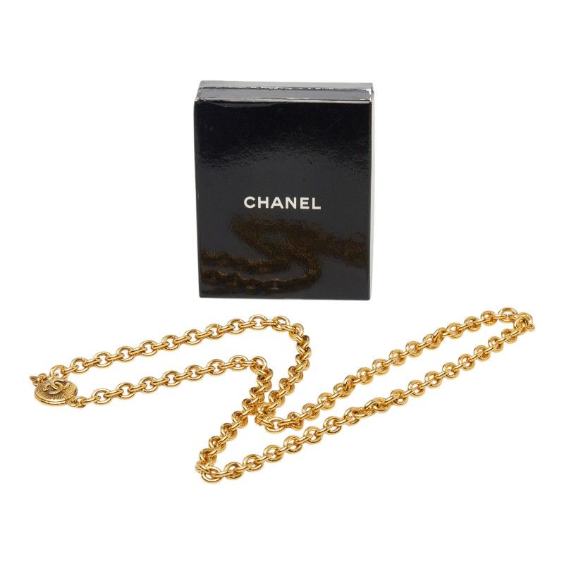 Chanel CC Logo Chain Necklace Gold Plated — view 7