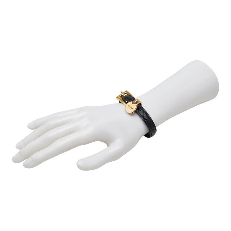 Prada Bracelet S Black Plated Saffiano Leather — view 6