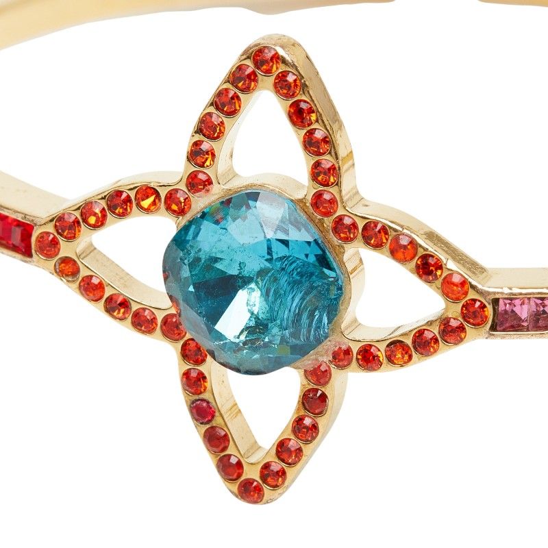 Louis Vuitton Bag Eye Candy Bangle Bracelet S Gold Multicolor Plated Line Stone — view 3