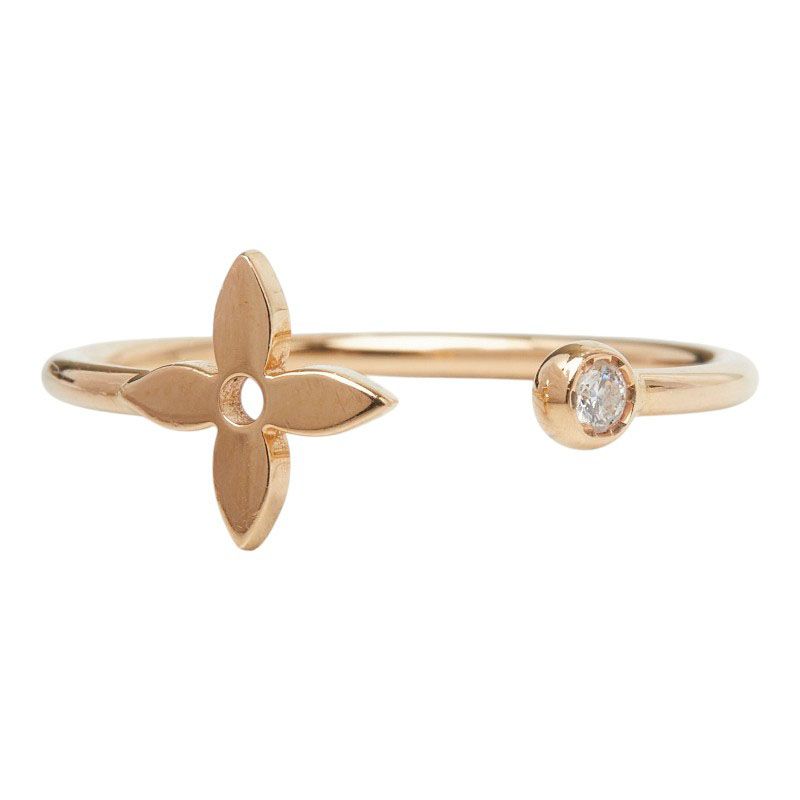 Louis Vuitton Monogram Idylle Ring Diamond 59 18k Pink Gold