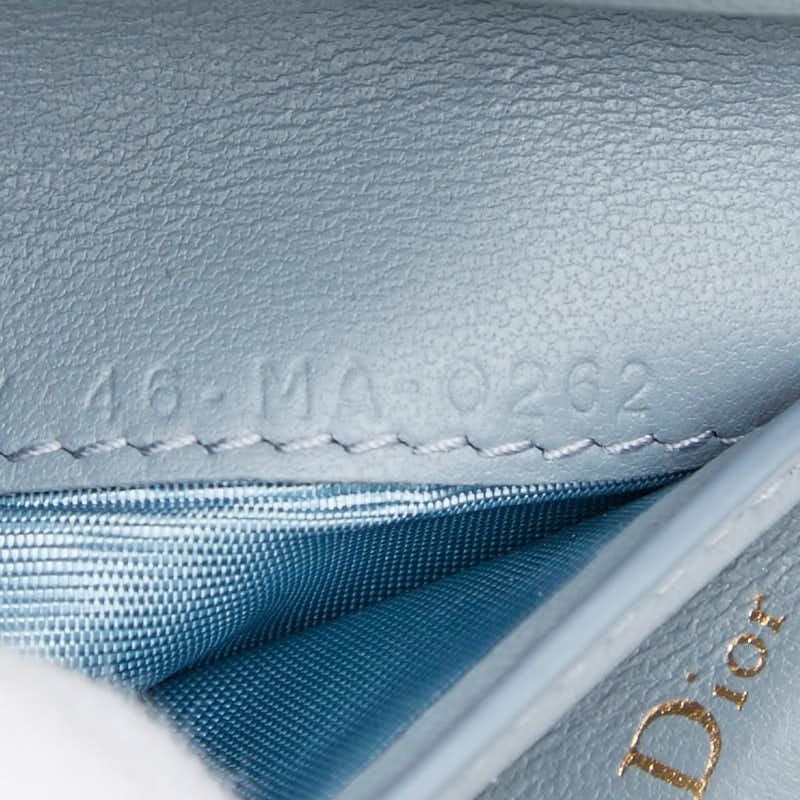 Dior Saddle Lotus Wallet Bifold Blue Gray Leather — view 9