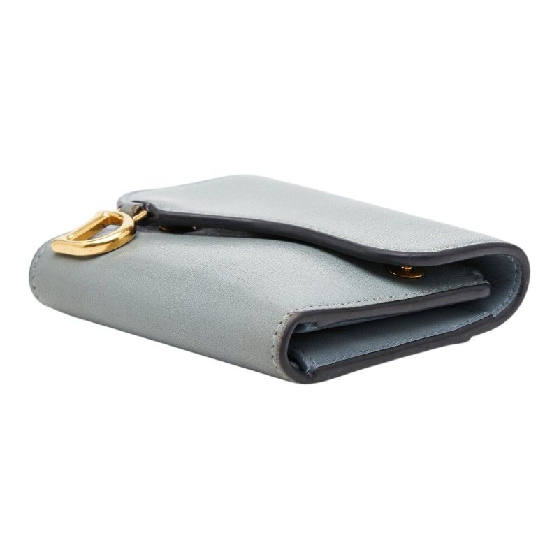 Dior Saddle Lotus Wallet Bifold Blue Gray Leather — view 4