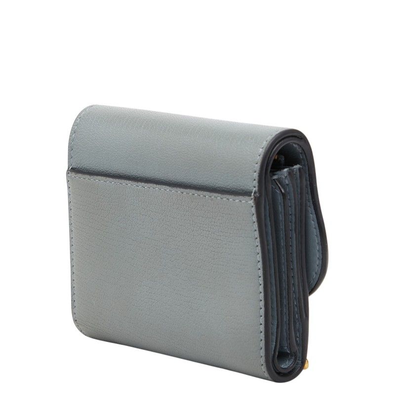 Dior Saddle Lotus Wallet Bifold Blue Gray Leather — view 2