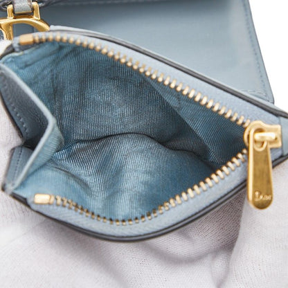 Dior Saddle Lotus Wallet Bifold Blue Gray Leather — view 8