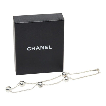 Chanel Logo Bo le Necklace Silver Metal s — view 6