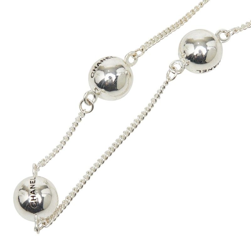 Chanel Logo Bo le Necklace Silver Metal s — view 3
