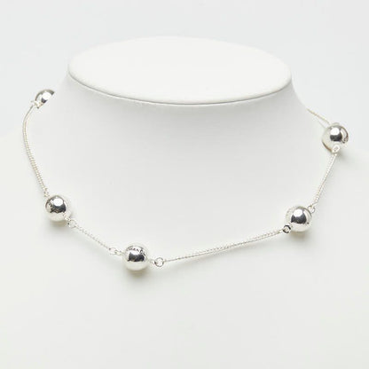 Chanel Logo Bo le Necklace Silver Metal s