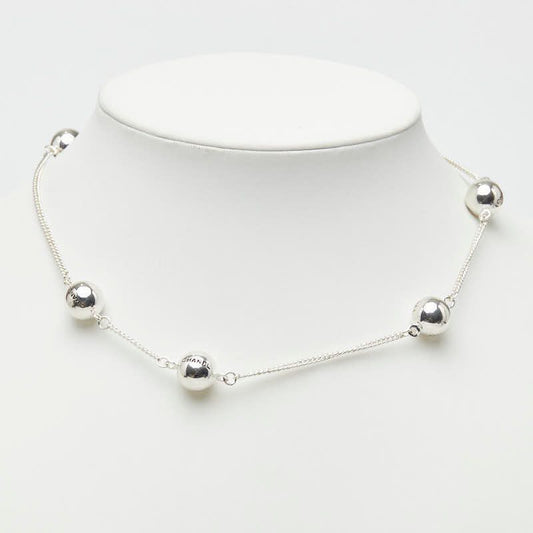Chanel Logo Bo le Necklace Silver Metal s