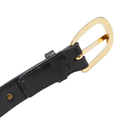 Celine Seri Nu Carriage Belt 80 Black Gold Leather s — view 8