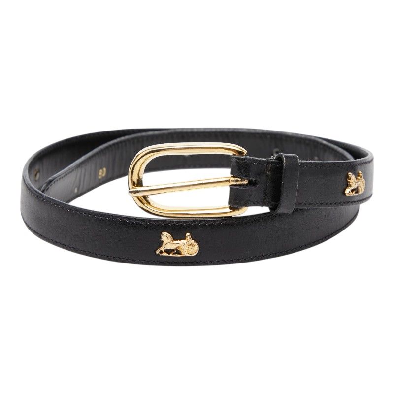 Celine Seri Nu Carriage Belt 80 Black Gold Leather s