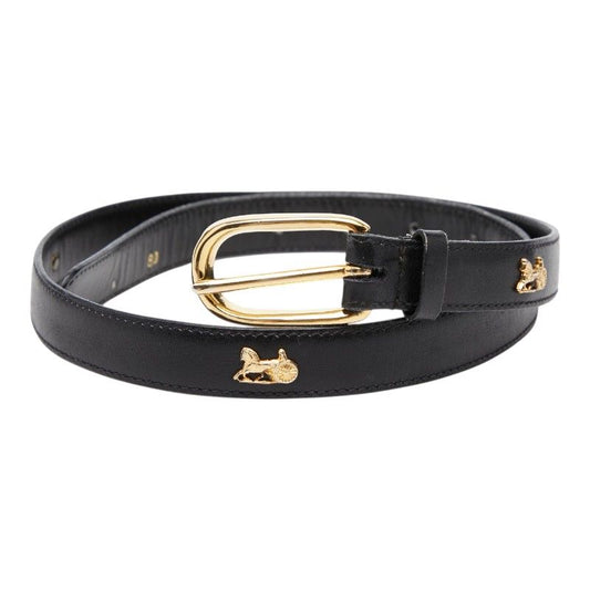 Celine Seri Nu Carriage Belt 80 Black Gold Leather s