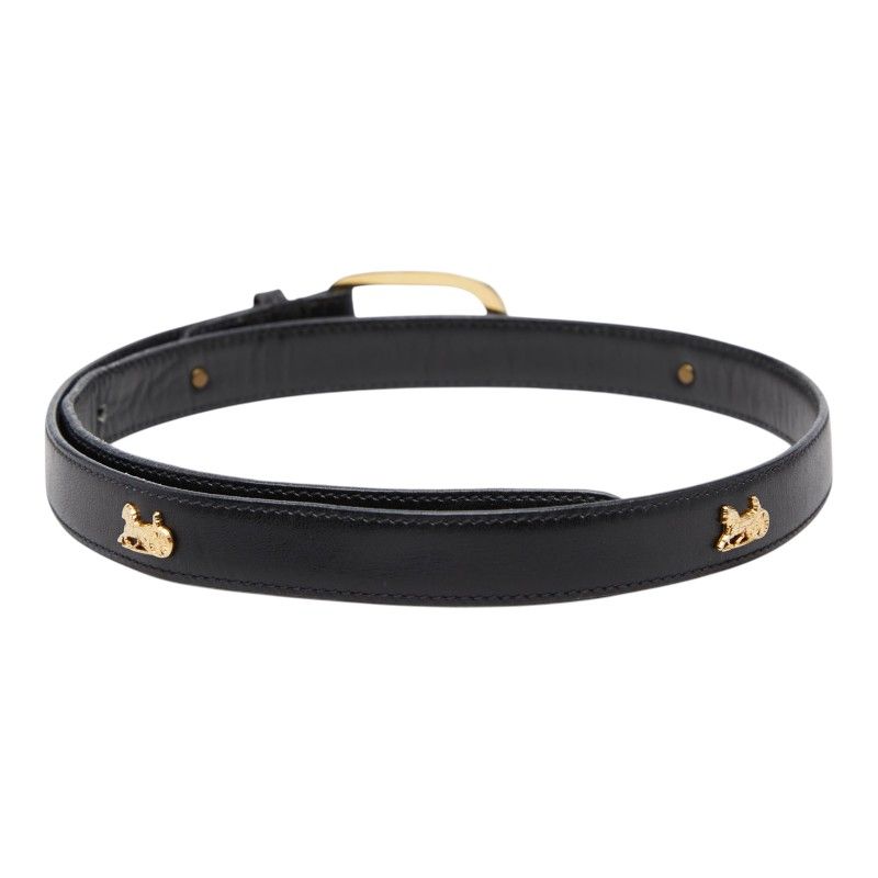 Celine Seri Nu Carriage Belt 80 Black Gold Leather s — view 4
