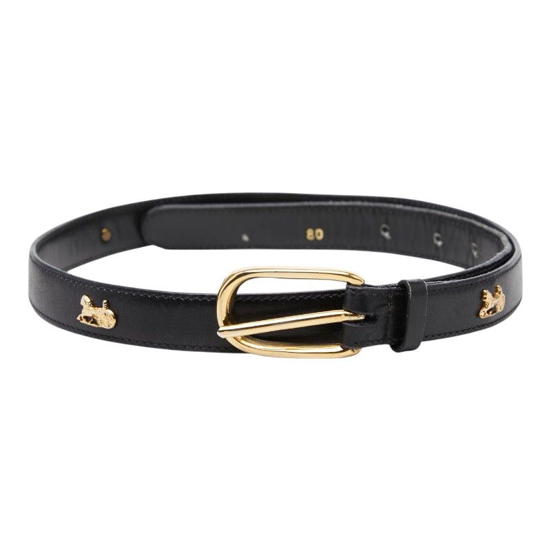 Celine Seri Nu Carriage Belt 80 Black Gold Leather s — view 2