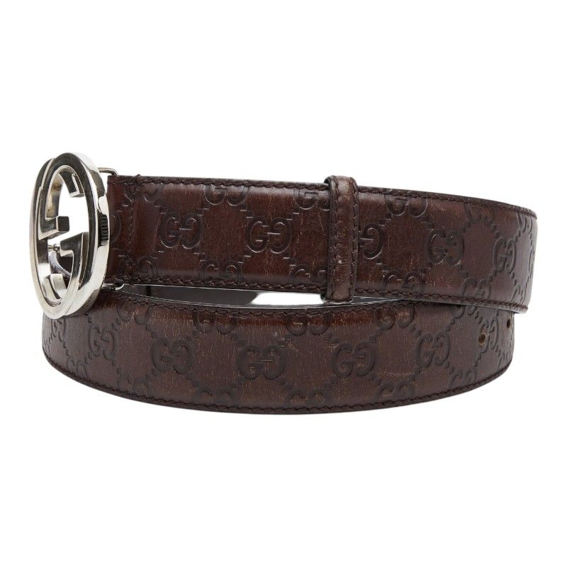 Gucci GG Pattern Interlocking Belt 90 36 Brown Leather — view 2