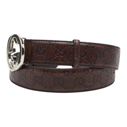 Gucci GG Pattern Interlocking Belt 90 36 Brown Leather — view 2