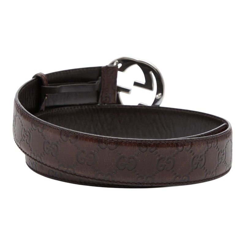 Gucci GG Pattern Interlocking Belt 90 36 Brown Leather — view 3