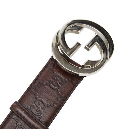 Gucci GG Pattern Interlocking Belt 90 36 Brown Leather — view 6