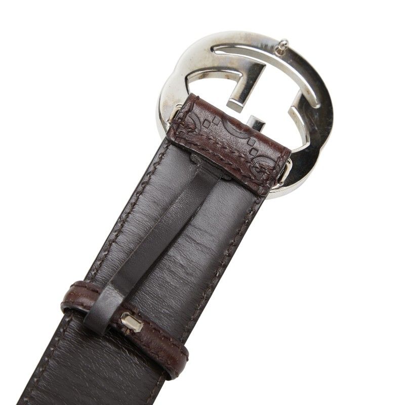 Gucci GG Pattern Interlocking Belt 90 36 Brown Leather — view 5