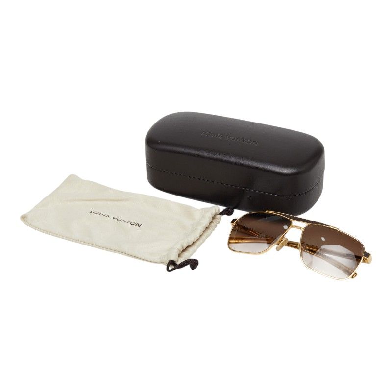 Louis Vuitton Logo Sunglasses Brown Gold Plated Resin 1- Eyewear — view 7