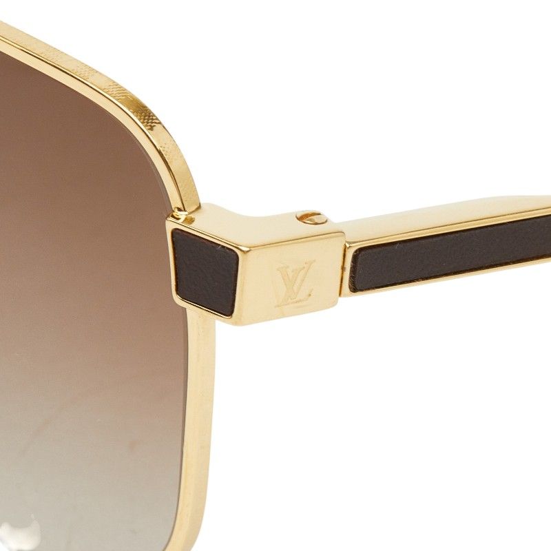Louis Vuitton Logo Sunglasses Brown Gold Plated Resin 1- Eyewear — view 6