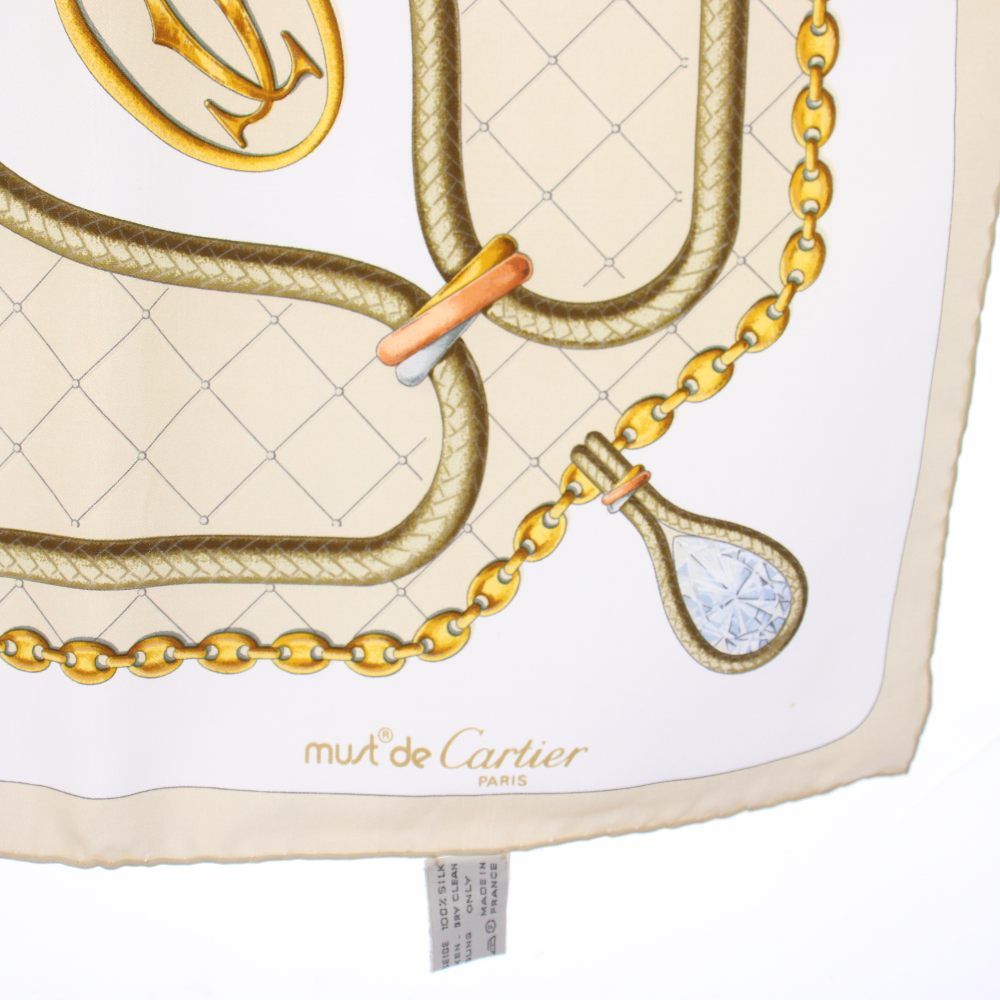 Cartier Must de Cartier Scarf Silk All Over Pattern Beige TK — view 5