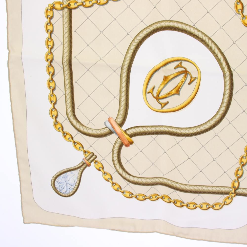 Cartier Must de Cartier Scarf Silk All Over Pattern Beige TK — view 4
