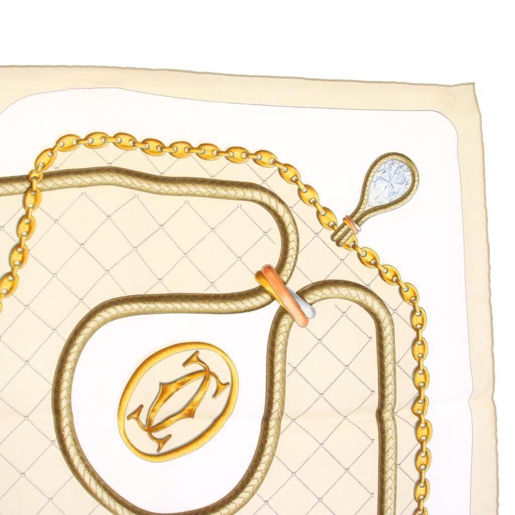 Cartier Must de Cartier Scarf Silk All Over Pattern Beige TK — view 3