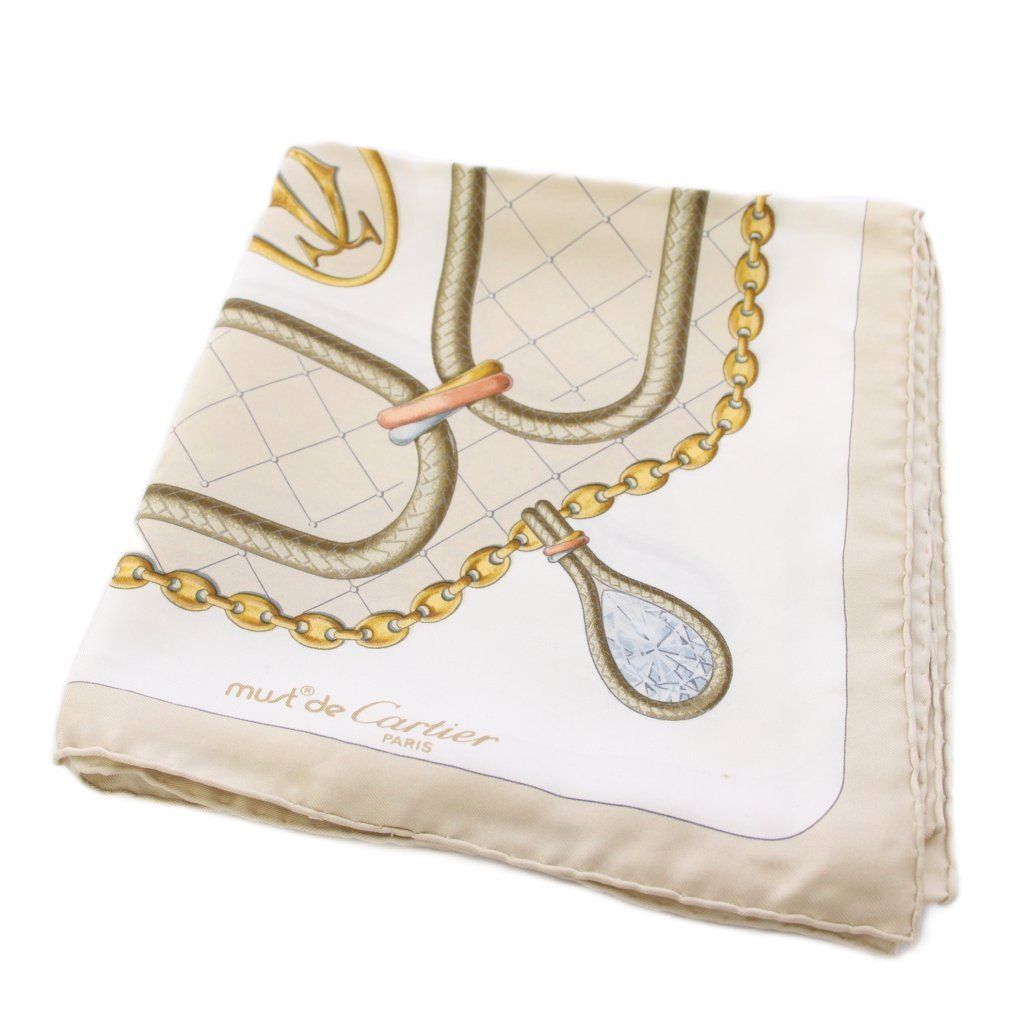 Cartier Must de Cartier Scarf Silk All Over Pattern Beige TK — view 8